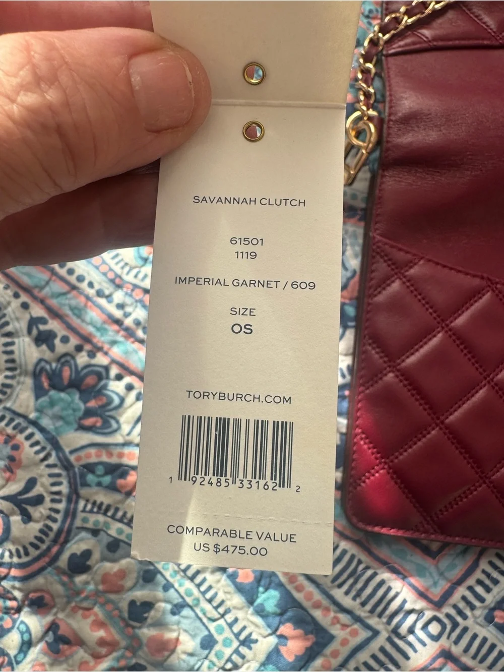 Tory Burch Quilted Leather Savannah Chain Shoulder Bag in Burgundy